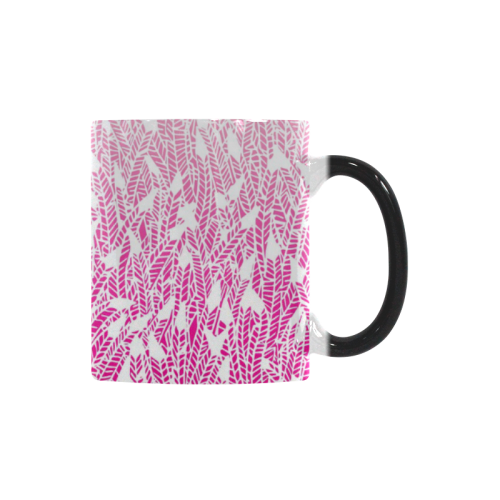 pink ombre feathers pattern white Custom Morphing Mug