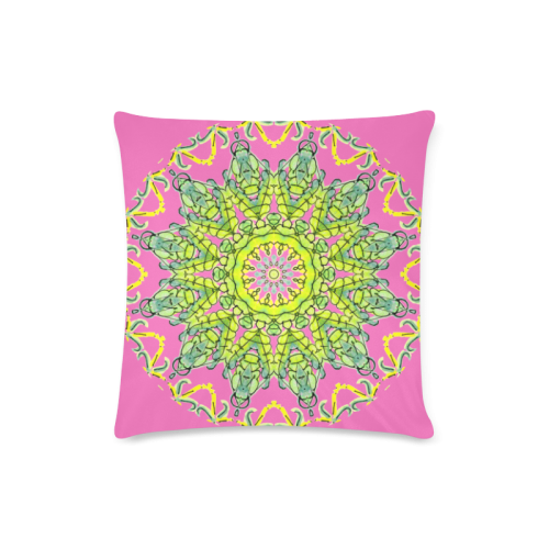 Lime Green Yellow Leaves Star Matrix Mandala Pink