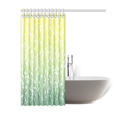 yellow green ombre feathers pattern white Shower Curtain 60"x72"