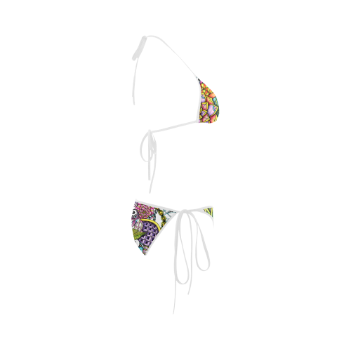 colorful abstract flower drawing Custom Bikini Swimsuit