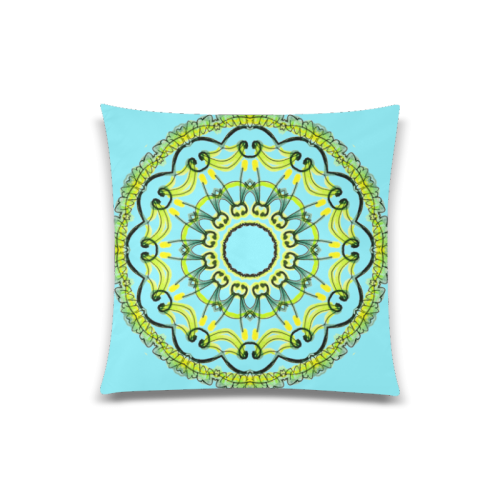 Lights Leaves Opera Green Flowers Theater Mandala Azure Custom Zippered Pillow Case 20"x20"(One Side)