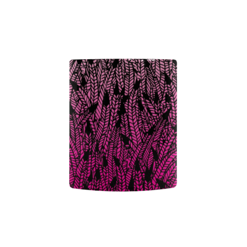 pink ombre feathers pattern black Custom Morphing Mug