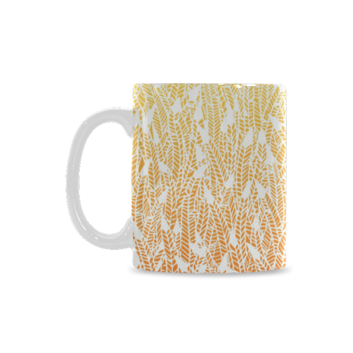 yellow orange ombre feather pattern white White Mug(11OZ)