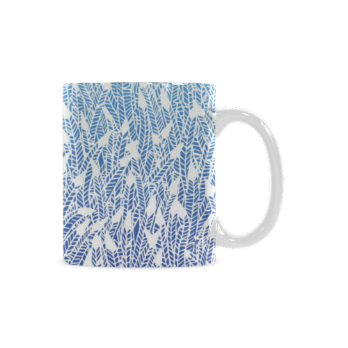 blue ombre feather pattern White Mug(11OZ)