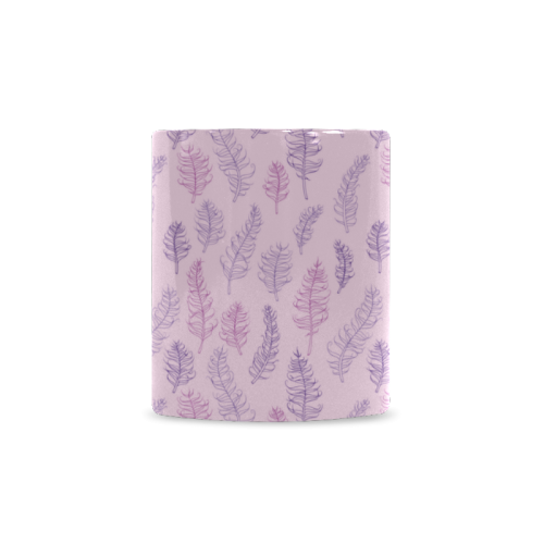 pink purple feather leaves pattern whimsical White Mug(11OZ)