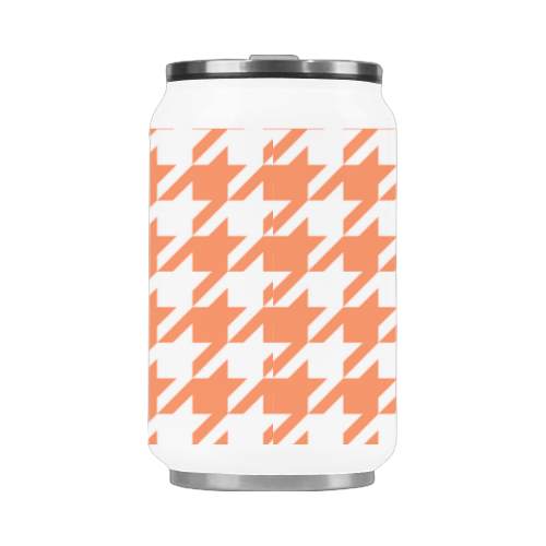 orange and white houndstooth classic pattern Stainless Steel Vacuum Mug (10.3OZ)