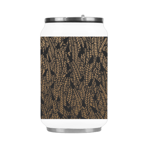 brown ombre feathers pattern black Stainless Steel Vacuum Mug (10.3OZ)