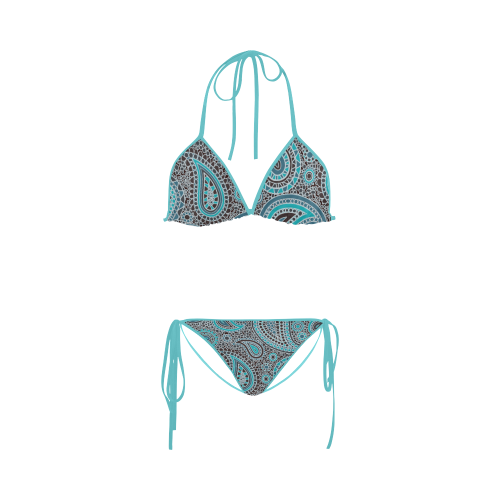 blue paisley mosaic design Custom Bikini Swimsuit