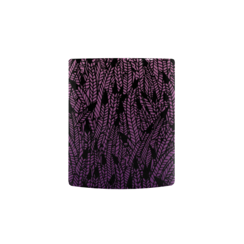 pink purple ombre feather pattern black Custom Morphing Mug