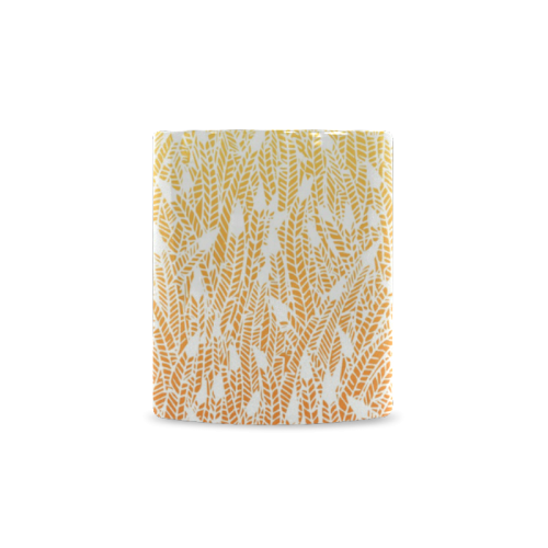 yellow orange ombre feather pattern white White Mug(11OZ)