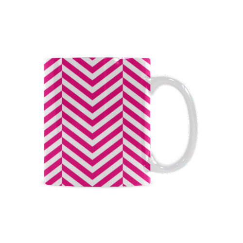 hot pink and white classic chevron pattern White Mug(11OZ)