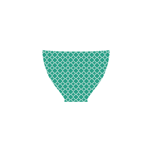emerald green white quatrefoil classic pattern Custom Bikini Swimsuit