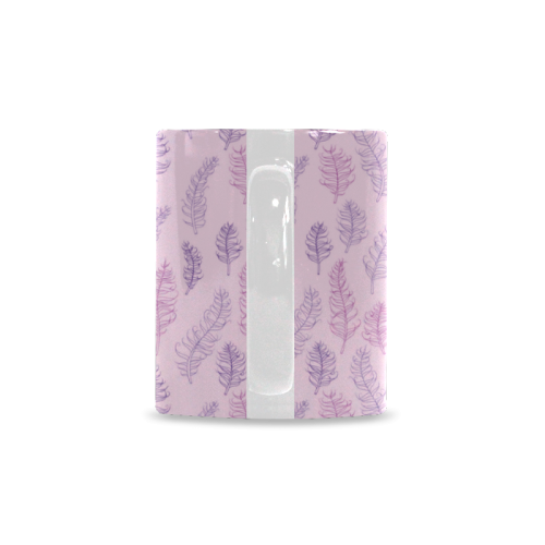 pink purple feather leaves pattern whimsical White Mug(11OZ)