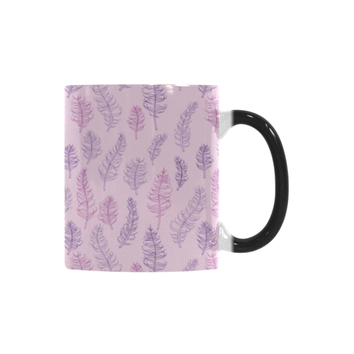 pink purple feather leaves pattern whimsical Custom Morphing Mug