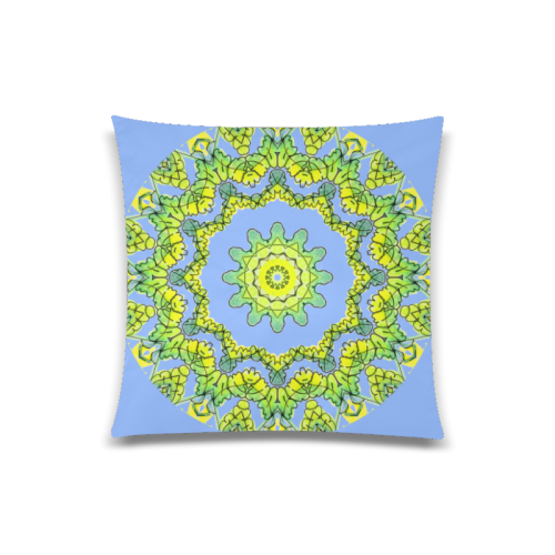 Glowing Green Leaves Flower Arches Star Mandala Periwinkle Custom Zippered Pillow Case 20"x20"(One Side)