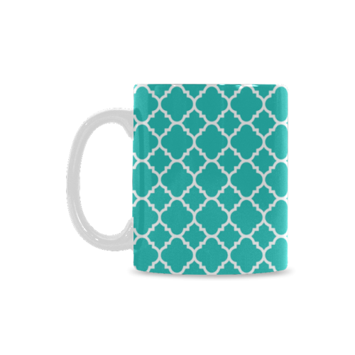 turquoise white quatrefoil classic pattern White Mug(11OZ)