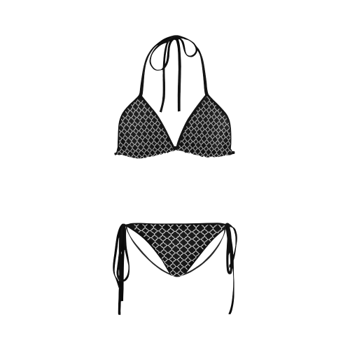 black white quatrefoil classic pattern Custom Bikini Swimsuit