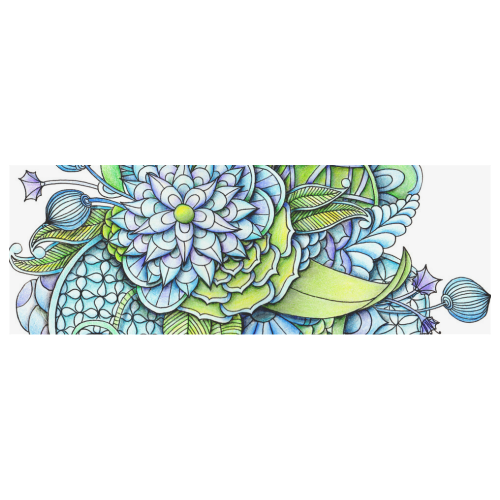 Blue green flower drawing Peaceful Garden Classic Insulated Mug(10.3OZ)