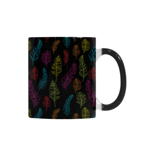 bright pink red blue green yellow feather leaves Custom Morphing Mug