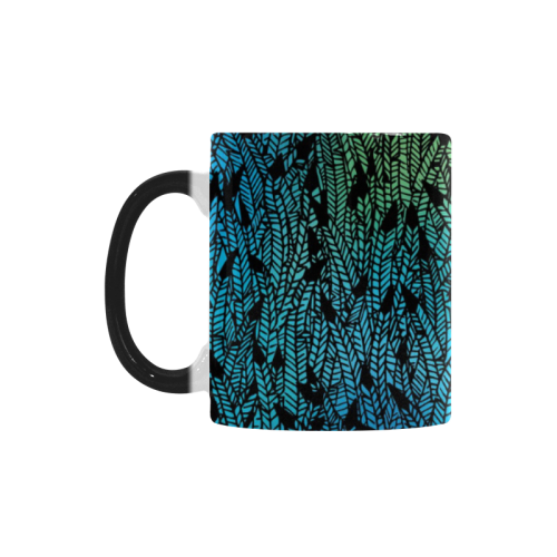 blue black feather pattern Custom Morphing Mug