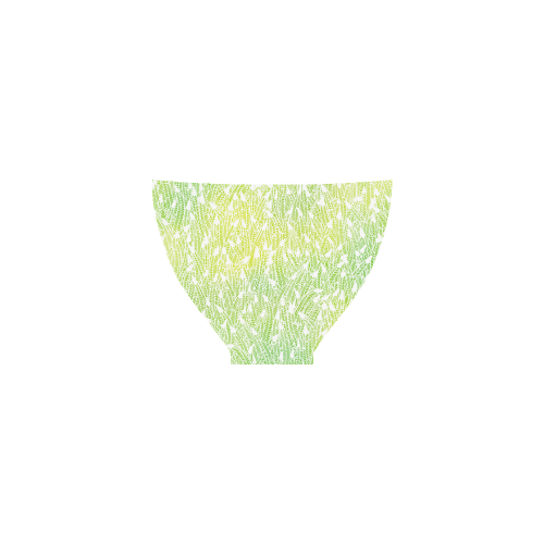 yellow green white feather pattern Custom Bikini Swimsuit