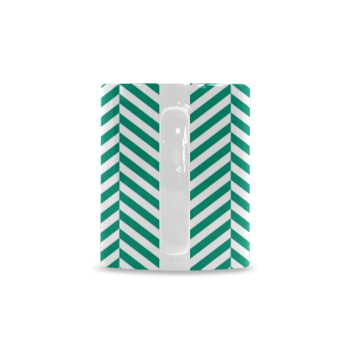 emerald green and white classic chevron pattern White Mug(11OZ)