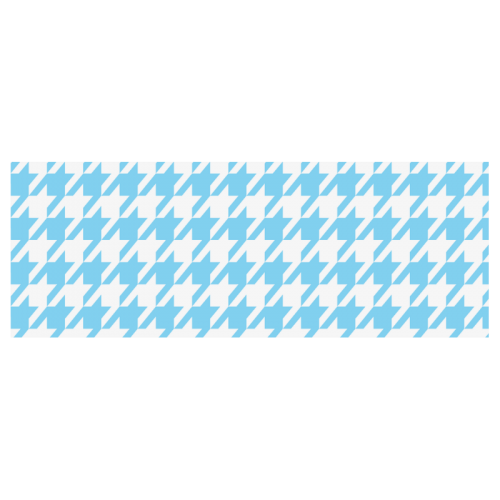 bright blue and white houndstooth classic pattern Travel Mug (Silver) (14 Oz)