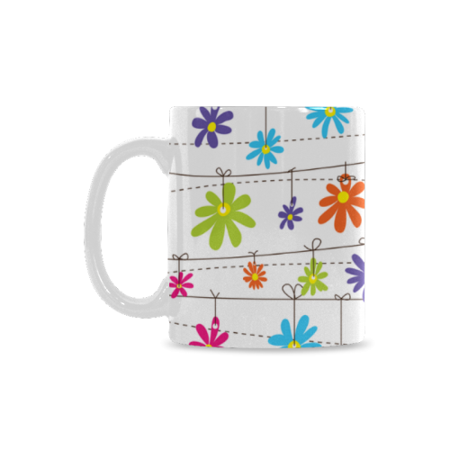 colorful flowers hanging on lines White Mug(11OZ)
