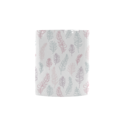 soft pink blue whimsical feather leaves pattern Custom Morphing Mug