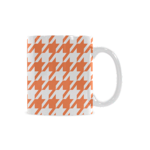 orange and white houndstooth classic pattern White Mug(11OZ)