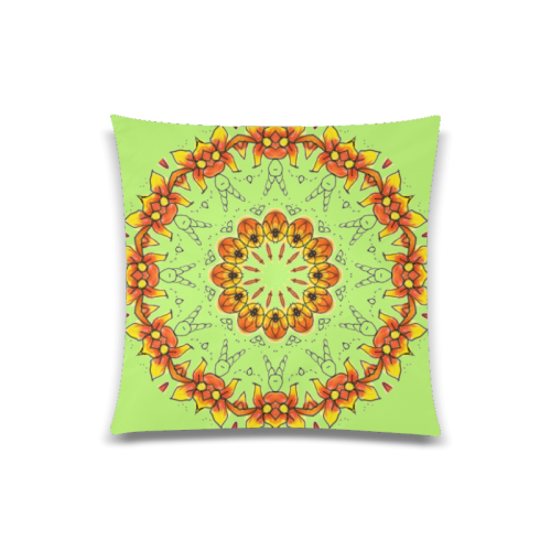 Dancing Orange Yellow Flowers Ladybugs Mandala Spring Bud