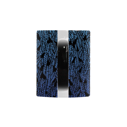 blue ombre black feather pattern Custom Morphing Mug