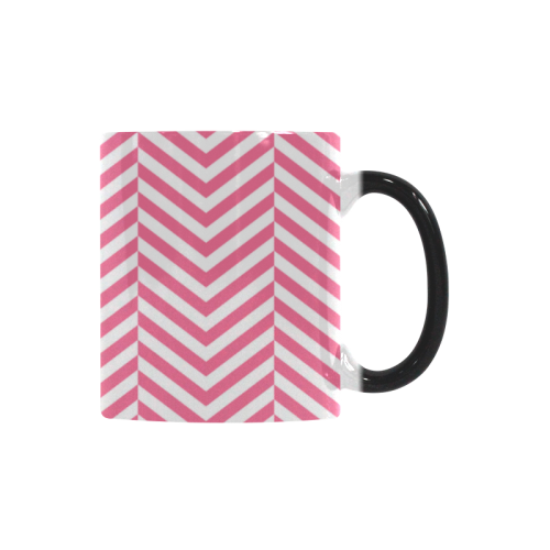 pink and white classic chevron pattern Custom Morphing Mug