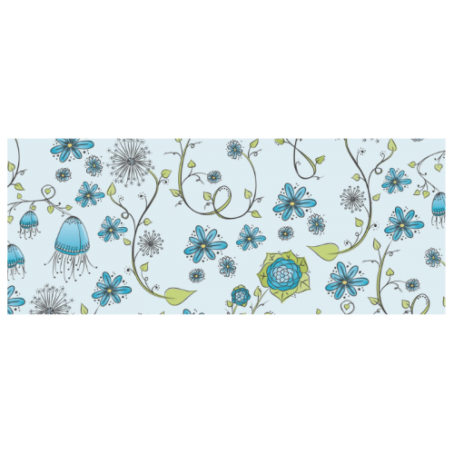 blue fantasy doodle flower pattern White Mug(11OZ)