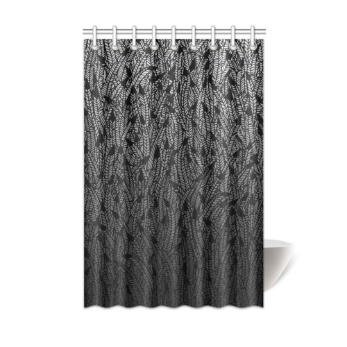 grey ombre feathers pattern black Shower Curtain 48"x72"