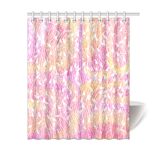 pink yellow white feather pattern Shower Curtain 60"x72"