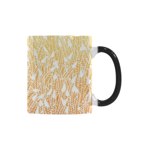 yellow orange ombre feather pattern white Custom Morphing Mug