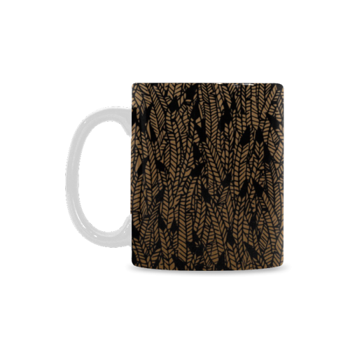 brown ombre feathers pattern black White Mug(11OZ)