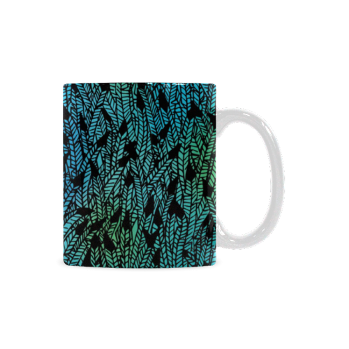 blue black feather pattern White Mug(11OZ)