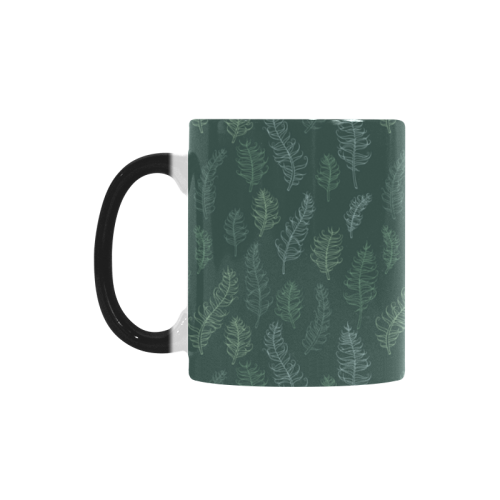 green whimsical feather leaves pattern Custom Morphing Mug