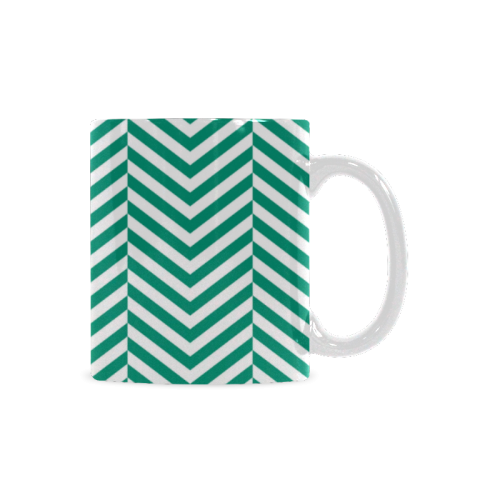 emerald green and white classic chevron pattern White Mug(11OZ)