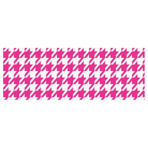 hot pink  and white houndstooth classic pattern Travel Mug (Silver) (14 Oz)