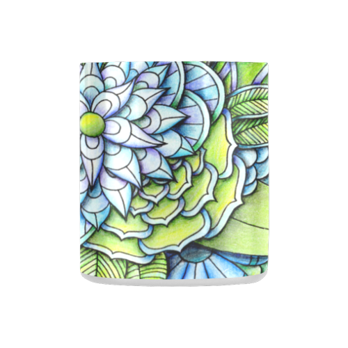 Blue green flower drawing Peaceful Garden Classic Insulated Mug(10.3OZ)