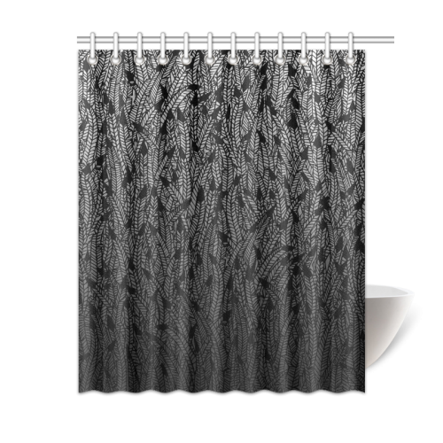grey ombre feathers pattern black Shower Curtain 60"x72"
