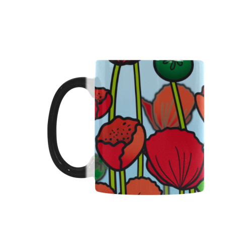 field of poppy flowers red floral Custom Morphing Mug