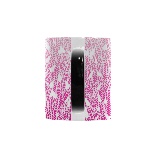 pink ombre feathers pattern white Custom Morphing Mug