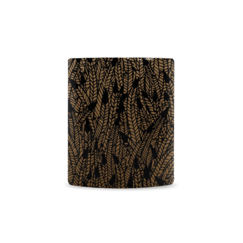 brown ombre feathers pattern black White Mug(11OZ)