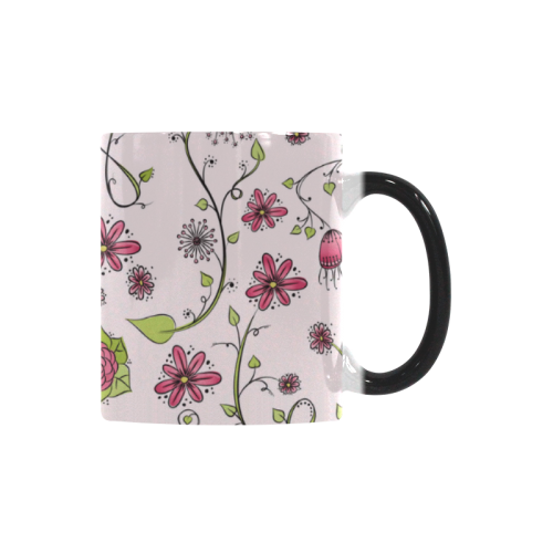pink fantasy doodle flower pattern Custom Morphing Mug