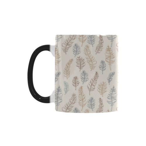 natural brown blue whimsical feather leaves patter Custom Morphing Mug