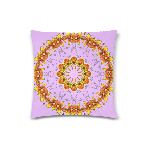 Dancing Orange Yellow Flowers Ladybugs Mandala Lilac